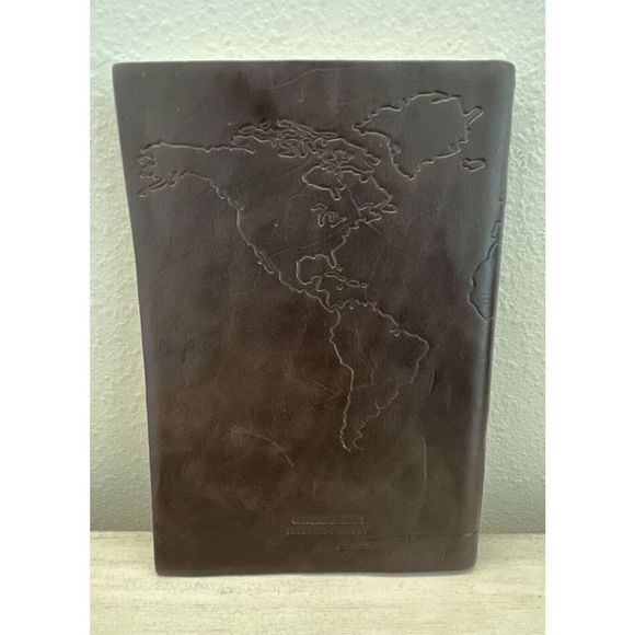 New Genuine Leather Made in Italy World Map Beautiful Lined Notebook - Brown - Picture 2 of 10